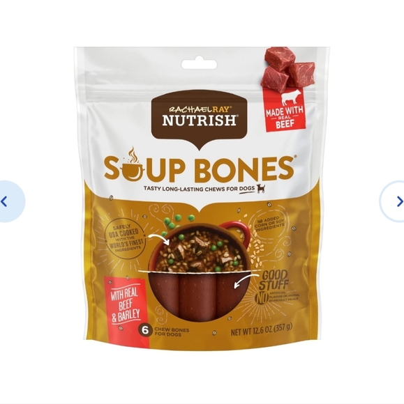 Rachael Ray Nutrish Soup Bones Beef & Barley Flavor Chews Dog Treats - Picture 1 of 7